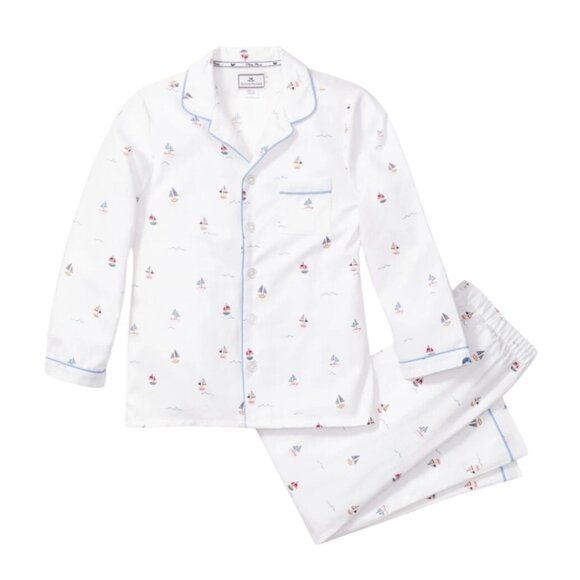 Petite Plume Boys Sailboat Print Pajama Set Cotton & Modal Blend Flame Resistant - Picture 1 of 11